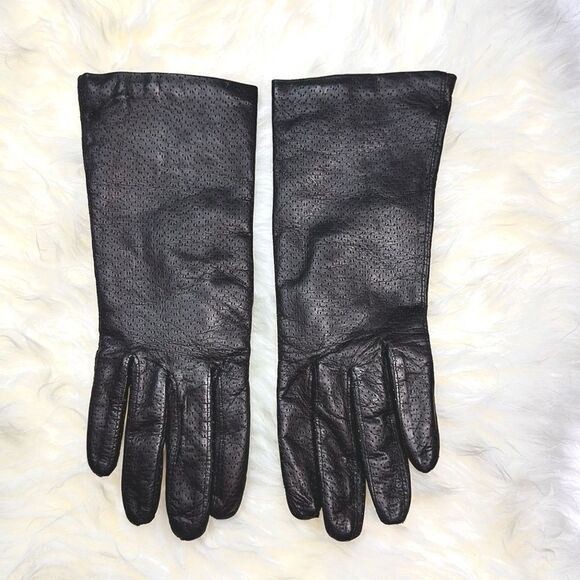 Vintage Brown Leather Gloves Knit Lining Made in Italy Size 6 1/2 - Picture 2 of 10
